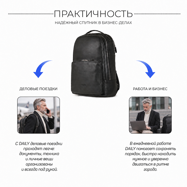 Практичный мужской рюкзак BRIALDI Daily для работы и поездок