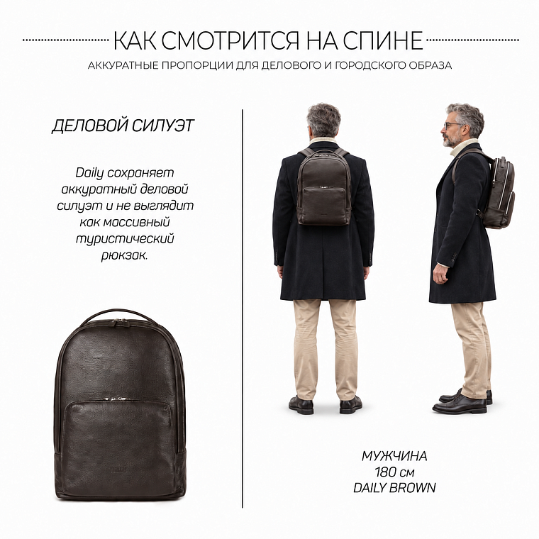 Деловой рюкзак BRIALDI Daily в мужском образе smart casual